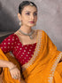 Vasthrlay Georgette Embrodery Unstitched Yellow Saree