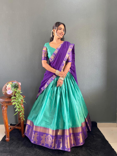 Vasthrlay Traditional Banarasi Contrasting Lemonrama