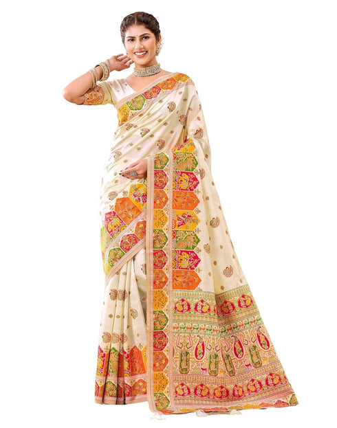 Vasthrlay Banarasi Jacquard Unstitched Grey Saree