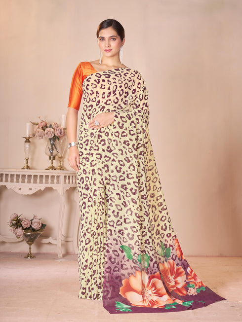 Vasthrlay Green Georgette Unstitched Saree