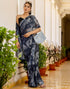 Vasthrlay Georgette Printed Unstitched Dusty Pink Saree