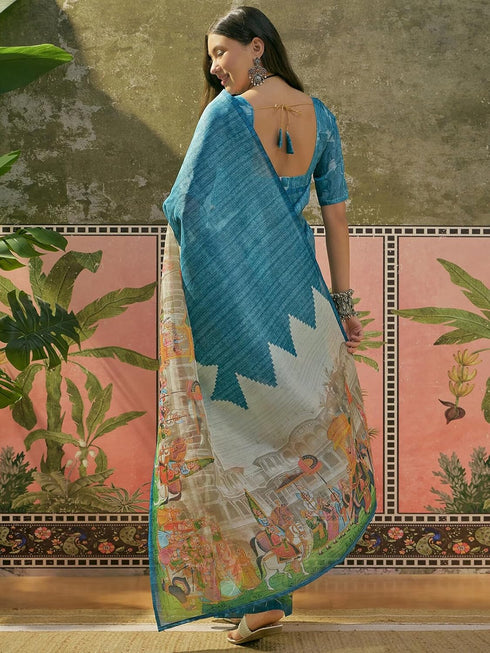 Vasthrlay Printed White1 White Saree