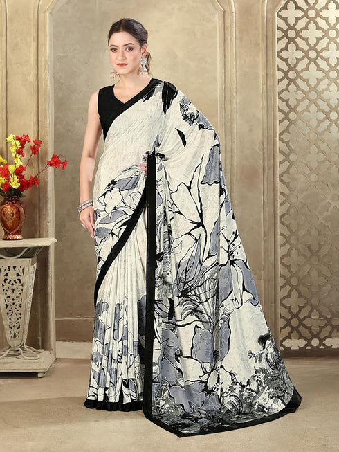 Vasthrlay Womens Printed Unstitched Mauve Saree