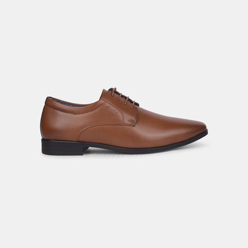 Bata Tan Formal Derby-Style Shoes With Lace-Up Closure For Men (Style 8213352)