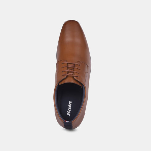 Bata Tan Formal Derby-Style Shoes With Lace-Up Closure For Men (Style 8213352)