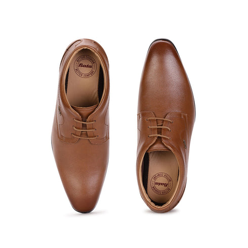 Bata Tan Formal Derby-Style Shoes With Lace-Up Closure For Men (Style 8213431)