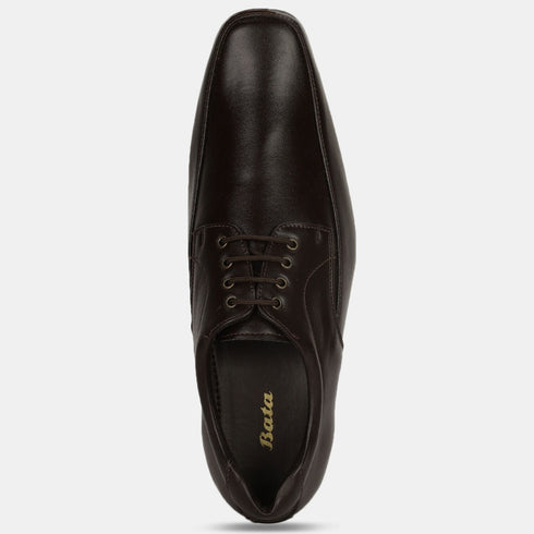 Bata Dark Brown Lace-Up Formal Shoes For Men (Style 8214224)