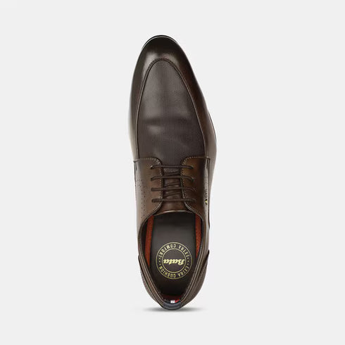 Bata Brown Formal Derby-Style Shoes With Lace-Up Closure For Men
