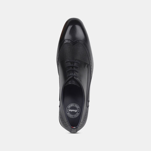 Bata Black Textured Formal Derby Style Shoes With Lace-Up Detail For Men (Style 8216340)