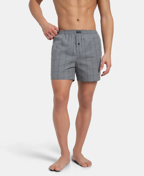 Jockey Checkered Cotton Inner Boxers | Monument & Dark Forest