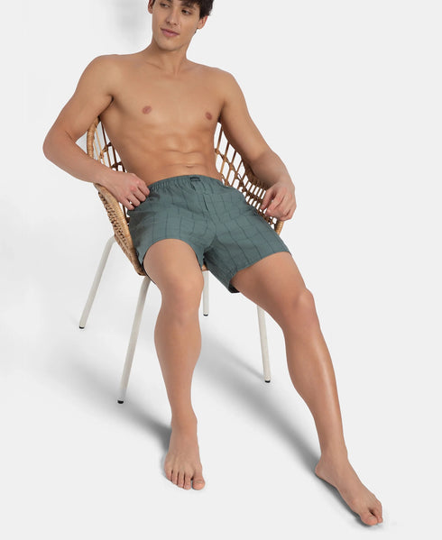 Jockey Checkered Cotton Inner Boxers | Monument & Dark Forest