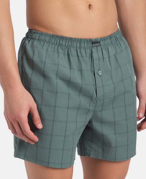 Jockey Checkered Cotton Inner Boxers | Monument & Dark Forest