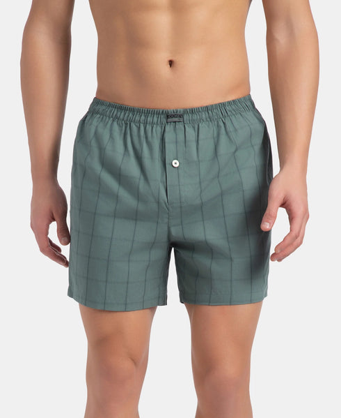 Jockey Checkered Cotton Inner Boxers | Monument & Dark Forest