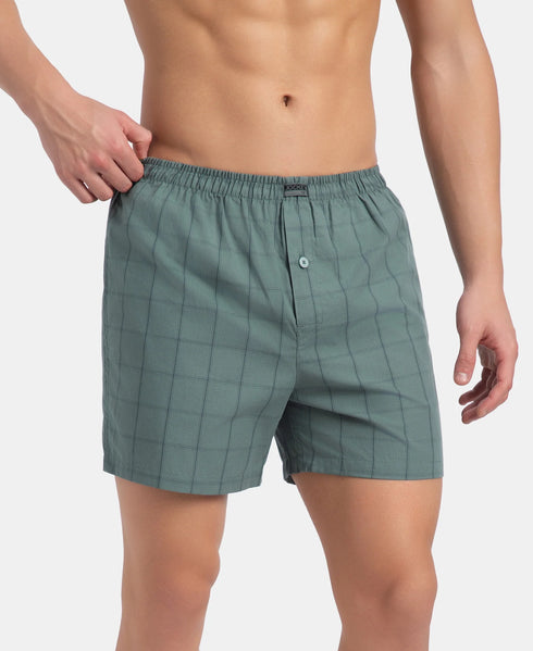 Jockey Checkered Cotton Inner Boxers | Monument & Dark Forest