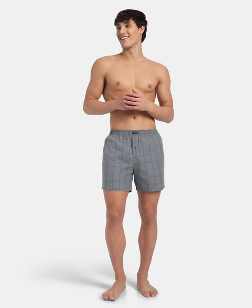 Jockey Checkered Cotton Inner Boxers | Monument & Dark Forest