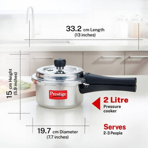 Prestige 2 Litre Aluminium Popular Svachh Outer Lid Pressure Cooker 2 L