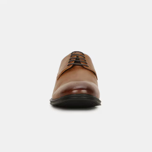 Bata Tan Leather Formal Derby-Style Shoes With Lace-Up Closure For Men