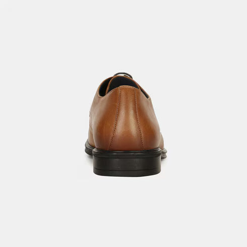 Bata Tan Leather Formal Derby-Style Shoes With Lace-Up Closure For Men