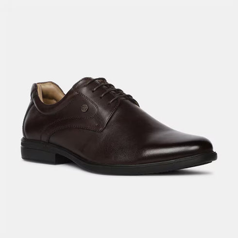 Bata Dark Brown Leather Formal Derby-Style Shoes For Men