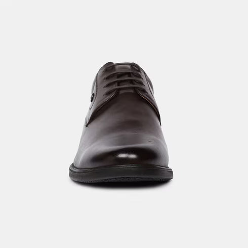 Bata Dark Brown Leather Formal Derby-Style Shoes For Men