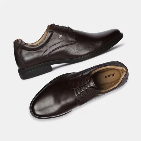 Bata Dark Brown Leather Formal Derby-Style Shoes For Men