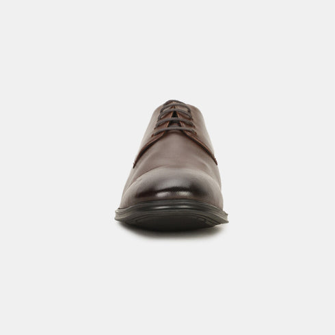 Bata Brown Leather Formal Derby-Style Shoes With Lace-Up Closure For Men (Style 8244079)