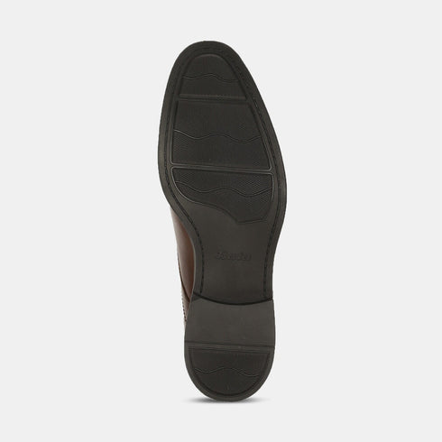 Bata Brown Leather Formal Derby-Style Shoes With Lace-Up Closure For Men (Style 8244079)