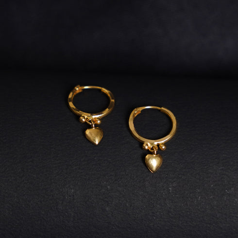 22 Carat Gold Heart Shaped Hoop Ear Rings 1.02g by Mahita Collections