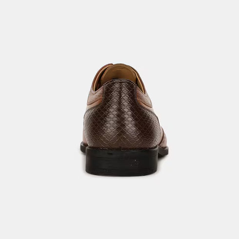 Bata Tan Brown Textured Oxford Style Formal Shoes For Men