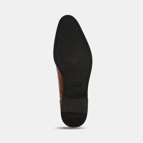 Bata Tan Brown Textured Oxford Style Formal Shoes For Men