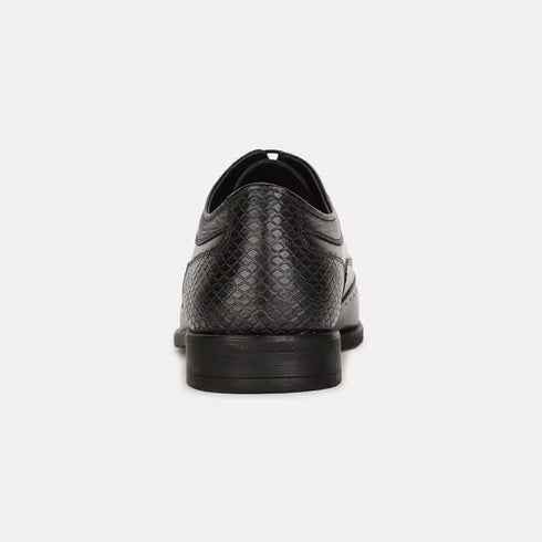 Bata Black Textured Oxford Style Formal Shoes For Men