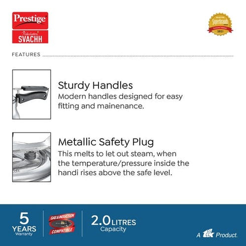 Prestige Nakshatra Plus Svachh Aluminium Spillage Control Handi 3 L