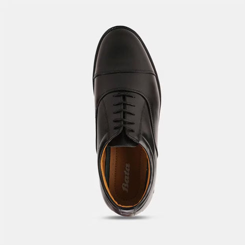 Bata Black Leather Formal Oxford-Style Shoes For Men