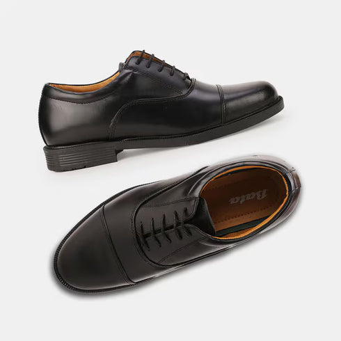 Bata Black Leather Formal Oxford-Style Shoes For Men