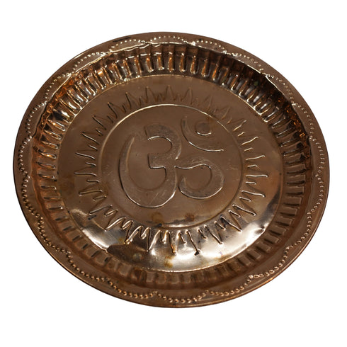 Copper Om Design Prasad Plate