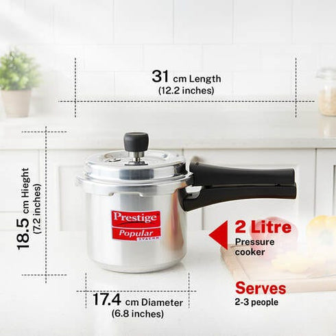 Prestige Popular Svachh Aluminium Pressure Cooker 2.0 L