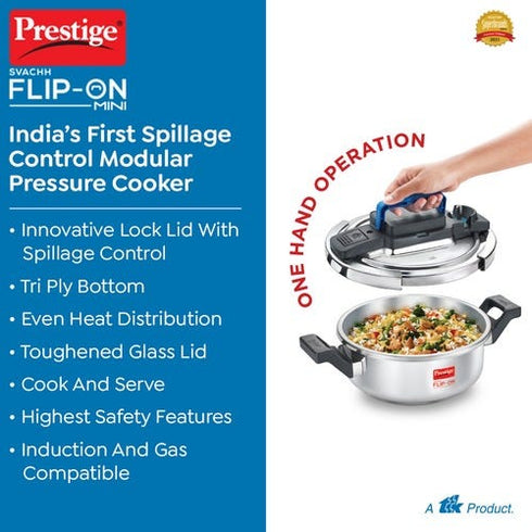 Prestige Svachh Flip-on Stainless Steel Spillage Control Pressure Cooker 5 L