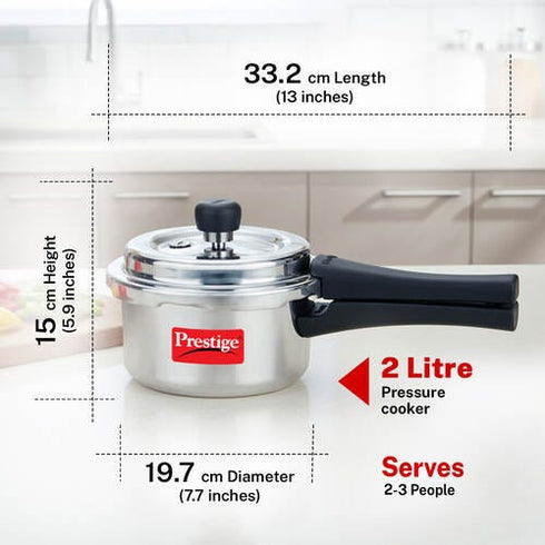 Prestige Popular Plus Svachh Virgin Aluminium Spillage Control Pressure Cooker 2 L Silver
