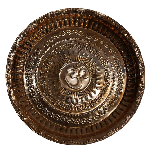 Copper Round Om Prasad Plate