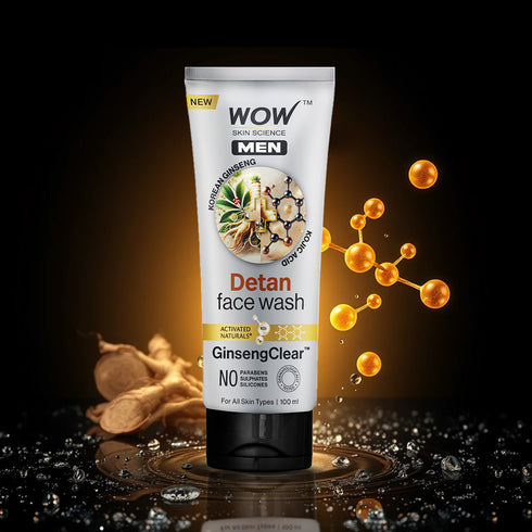 WoW Men Korean Ginseng + Kojic Acid Detan Face Wash Gel