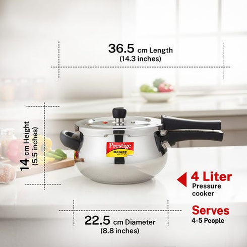 Prestige Deluxe Alpha Svachh Stainless Steel Spillage Control Junior Handi 4 L