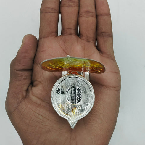 Pure Silver Gold Betel Leaf Pattern Diya 20.74g