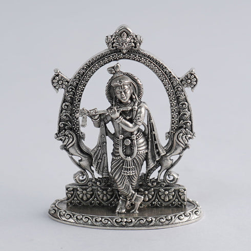 Krishna Idol In Pure Silver Antique 30.5g