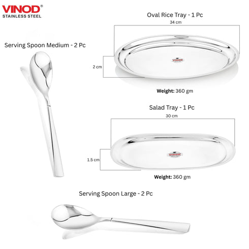 Vinod 85 Pieces Deluxe Stainless Steel Dinner Set Rust Free Heavy Gauge Steel Mirror Finish Dishwasher Safe and ISI Certified