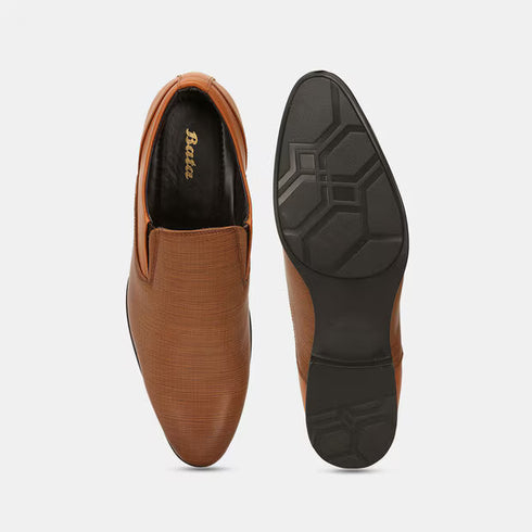 Bata Tan Formal Slip-On Shoes For Men (Style 8513864)