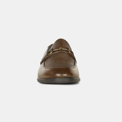 Bata Dark Brown Textured Formal Loafer Shoes For Men (Style 8514342)