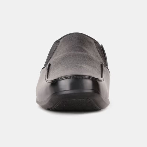 Bata Black Textured Round Toe Formal Slip-On Shoes For Men