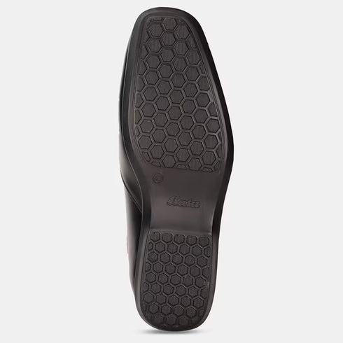 Bata Black Textured Round Toe Formal Slip-On Shoes For Men