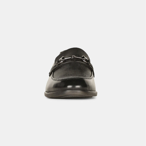 Bata Black Textured Formal Loafer Shoes For Men (Style 8516342)