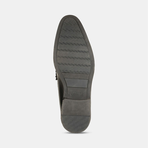 Bata Black Textured Formal Loafer Shoes For Men (Style 8516342)